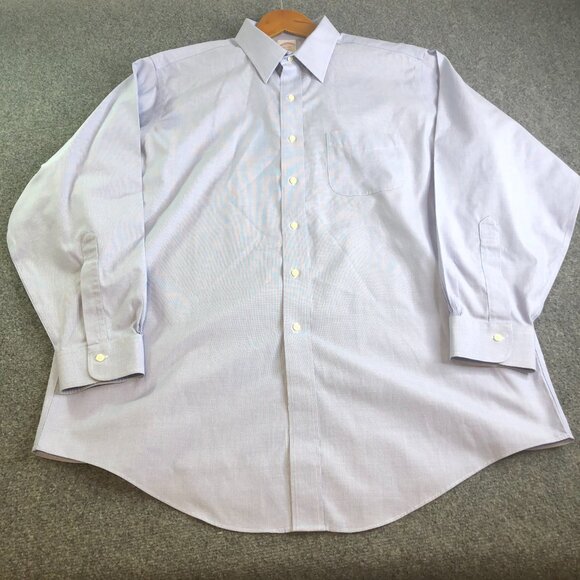 Brooks Brothers Shirt 17 34 Blue Traditional Oxford Button Micro Check - Picture 3 of 11